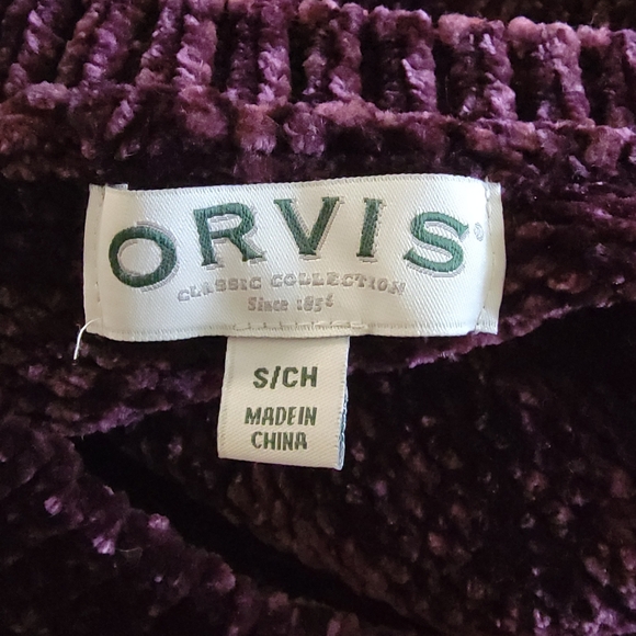 Orvis Sweater Chenille Knit Polyester Crew Neck Pullover Plum Womens Sma… - Picture 9 of 11